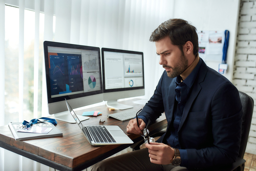 Businessman in front of a computer