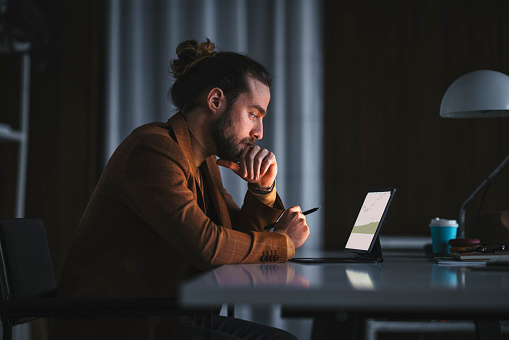 man studying