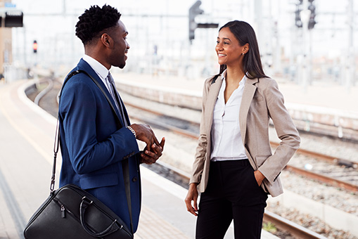 Man and woman talking