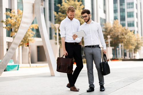Two businessmen talking