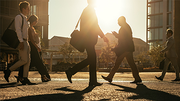 Businesspeople walking outdoors